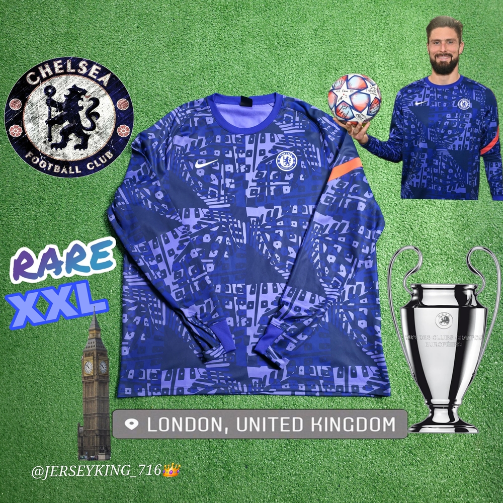Nike Chelsea FC 2020/21 Long Sleeve Pre Match Warm Up Jersey Rare XXL UCL